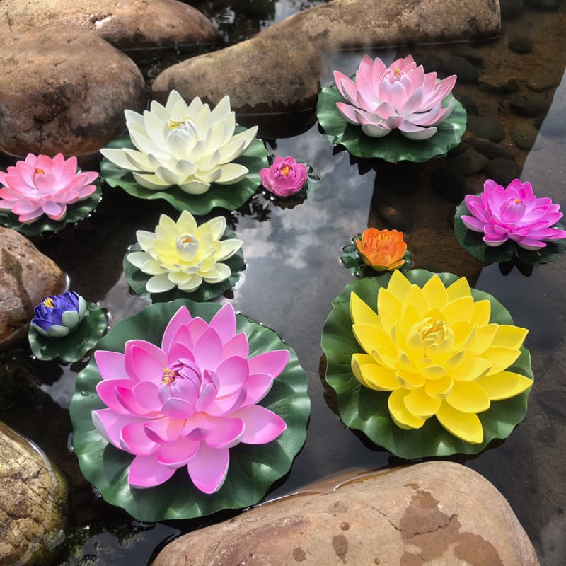 EVA Lotus Flower, Artificial Lotus, Simulation Lotus, Aquarium Floating Flower, Fish Tank Decoration, Water Lily Lotus Leaf