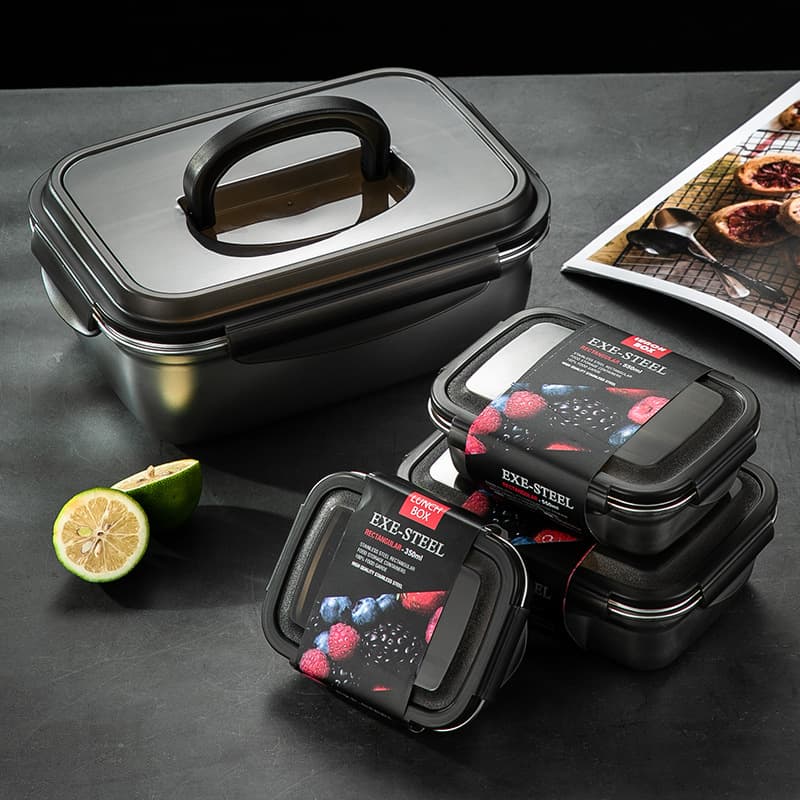 304 Stainless Steel Large Capacity Food Storage Box, Food Grade, Refrigerator Freezer Vacuum Sealed Bento Box