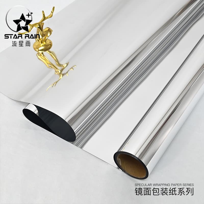 Silver Mirror Art Paper Flower Wrapping Paper Bouquet Wrap Floral Waterproof Metallic Glossy Reflective Foil Paper