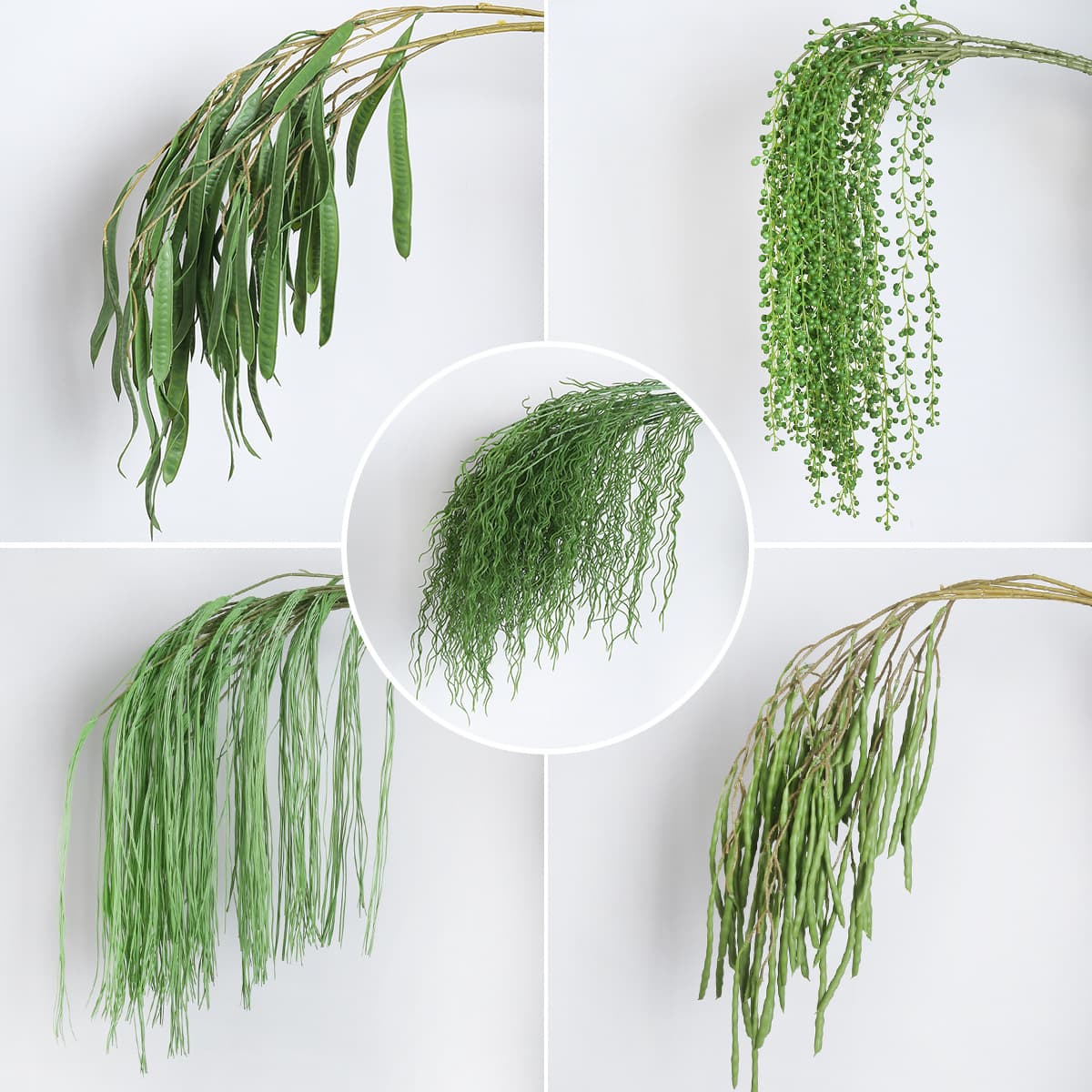 Cross-border Artificial Willow Branches Plastic Willow Twigs Weeping Willow Leaves Green Plants Outdoor Background Wall Decoration Rattan