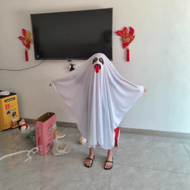 Halloween horror dress up cos party white costume masquerade children adult ghost cloak cloak