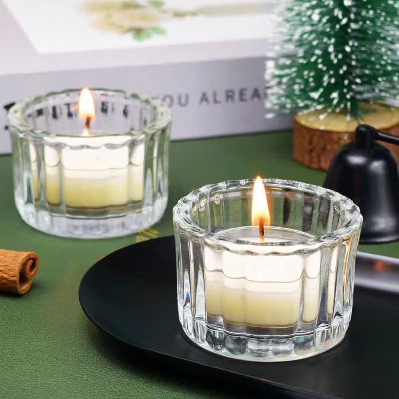 Aromatherapy Cup Minimalist Striped Fragrance Candle Holder Cup Vertical Striped Candle Glass Cup Candlelight Dinner Scented Candle Cup