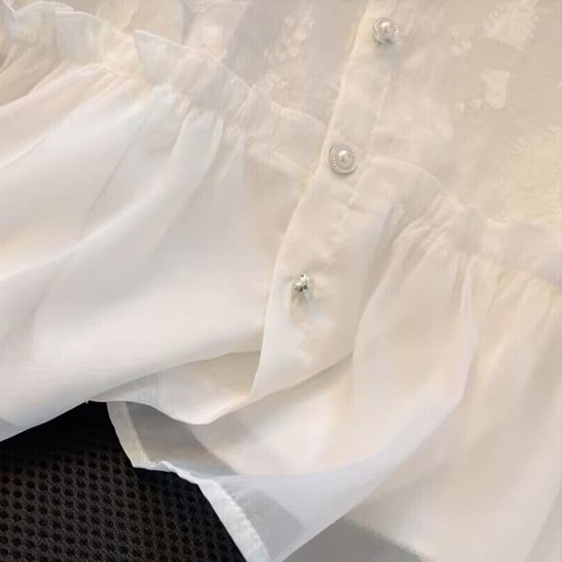 Summer square collar short-sleeved chiffon shirt for women 2026 new age-reducing beautiful and stylish shirt to cover belly top
