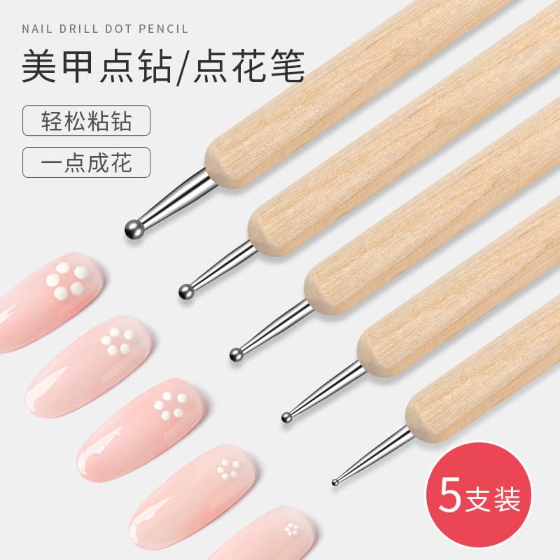 Nail art dot pen double-ended wooden dot pen manicure pressure line pen dot flower needle painting pen color painting pen for nail salon use