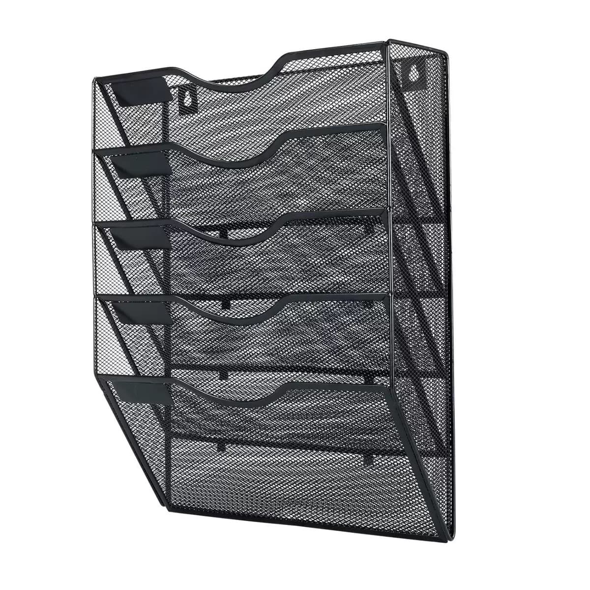 No-installation Wall-mounted Office Storage Shelf, Multi-layer File Rack, Iron Magazine Organizer for A4