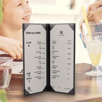 Leather menu booklet for hotels and Western restaurants, price list, and bill booklet. Two-page PU menu clip.