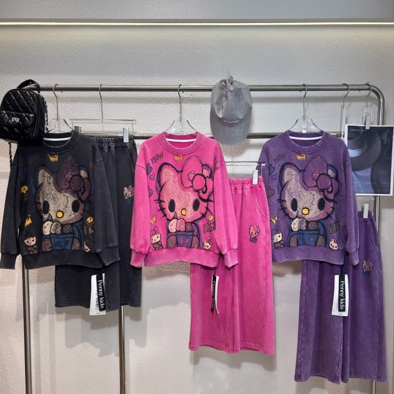 Rantuo Girls Autumn Suit kt Cat Sweater Spring and Autumn 2026 New Children's Cartoon Casual Tops Printing Wholesale