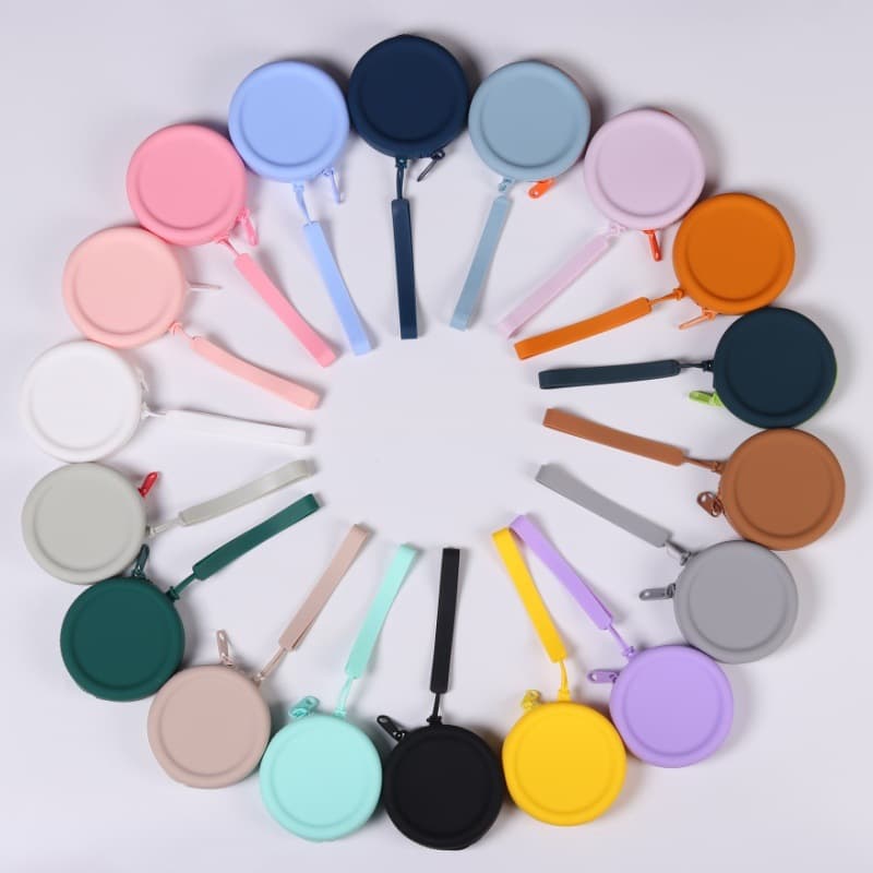 Factory cross-border round silicone coin purse mini headphone coin storage zipper bag handbag pendant coin purse