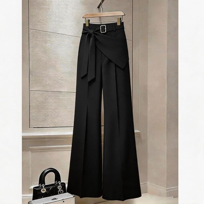 Korean Style Black Skirt-Layer Strap Suit Pants Women 2026 Summer New Trendy Niche Fashion Wide-Leg Pants