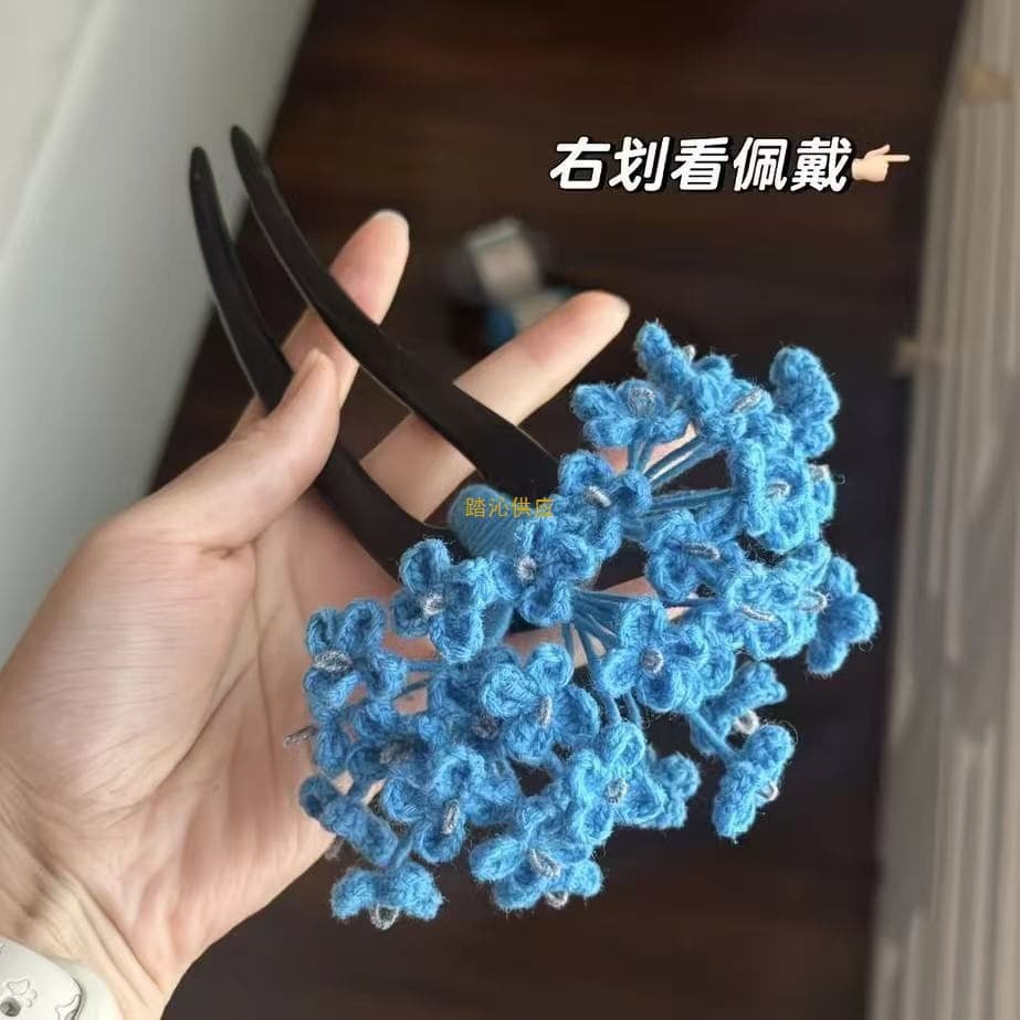 Flower Hairpin Crochet Kit Yarn Weaving Hairpin Hook Needle DIY Material Pack Self-Made Chinese Style Hairpin Flower