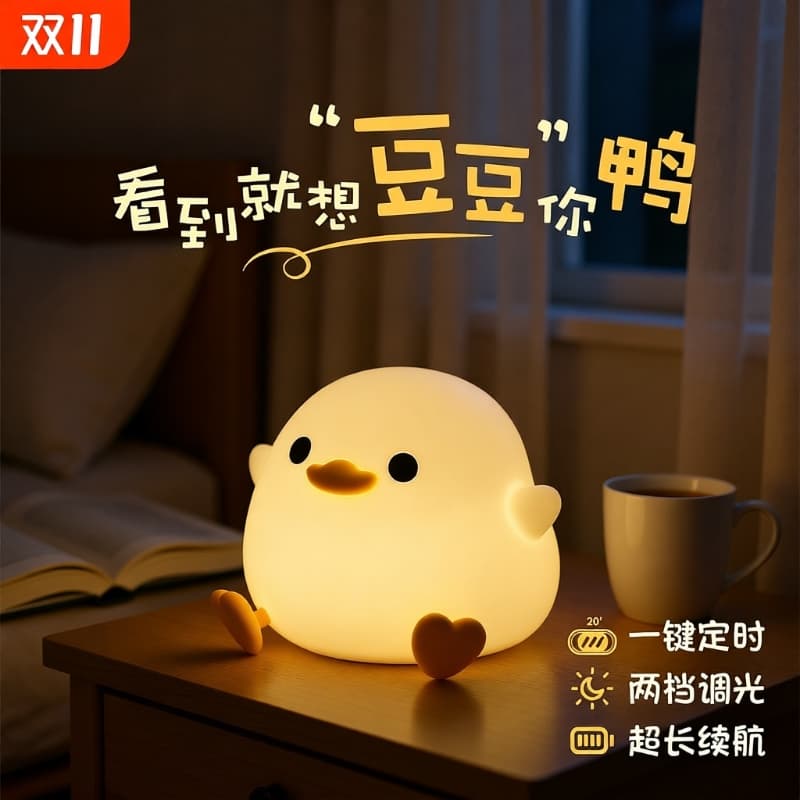 Doudouya silicone night light, Internet celebrity popular cross-border atmosphere lamp, bedroom small pat lamp, bedside lamp, warm light