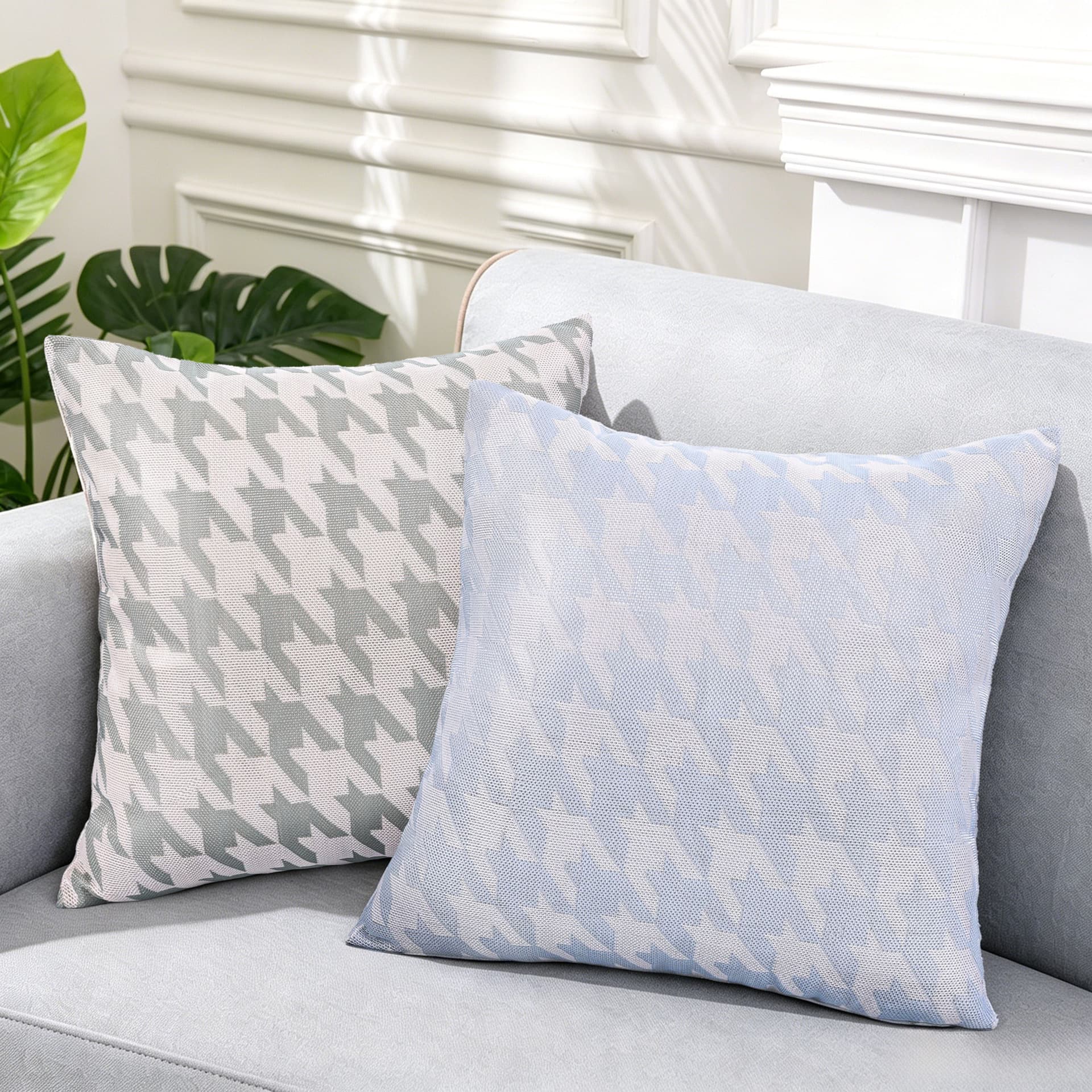 Summer must-have cool item ice silk pillowcase houndstooth living room sofa cushion cover office lunch break cushion
