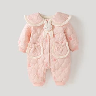 Baby Going Out Cotton Padded Clothes Autumn Winter Girls' Cotton Padded Bodysuit A-Class Newborn Crawling Suit Winter