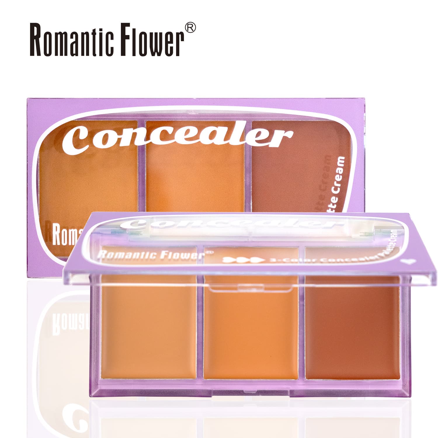 Romantic Flower 3 Shades Concealer Cream Palette Face Makeup