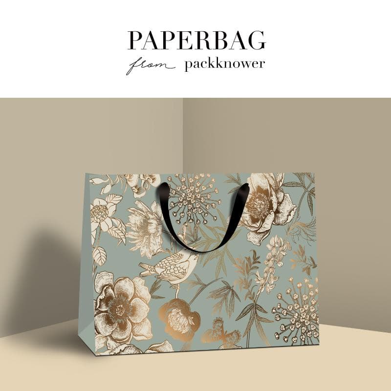 Classic Vintage Gold Floral Bird Luxury Gift Bag Packaging Bag for Clothing Birthday Gifts
