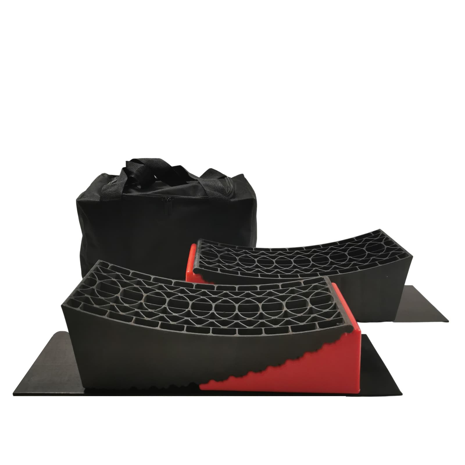 RV camping wheel chocks, RV levelers, tire stoppers, RV balancing blocks.