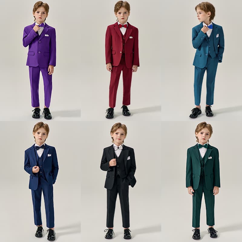 Children's British Style Suit Set Baby Birthday Performance Clothes Soft Processed Fabric Long Sleeve Single Button Closure