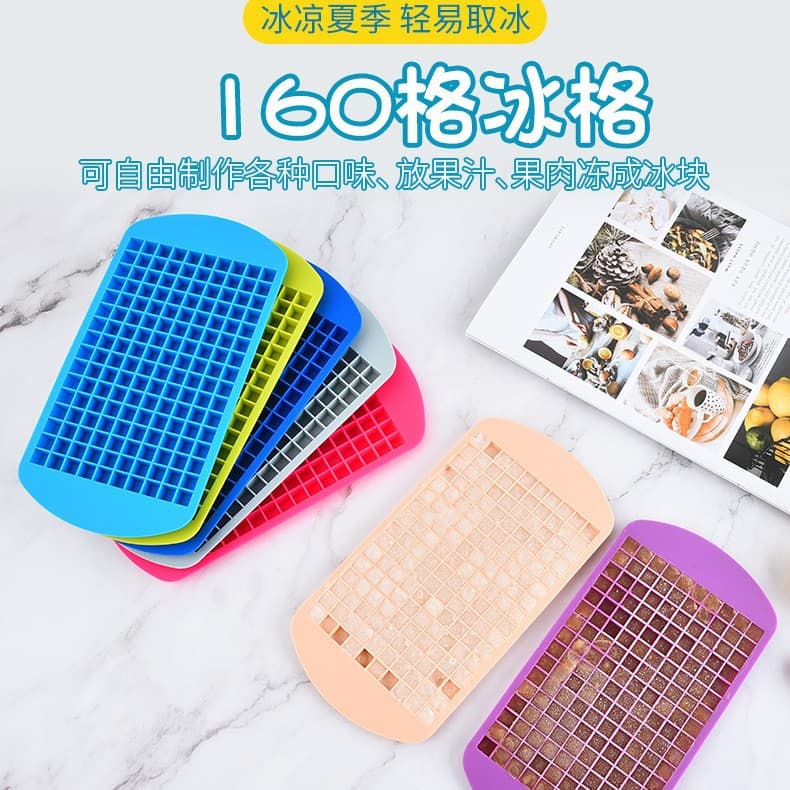 In Stock Silicone Ice Cube Tray 160 Grid Square Ice Mold 1cm Small Cube Ice Tray 160 Grid Silicone Ice Tray