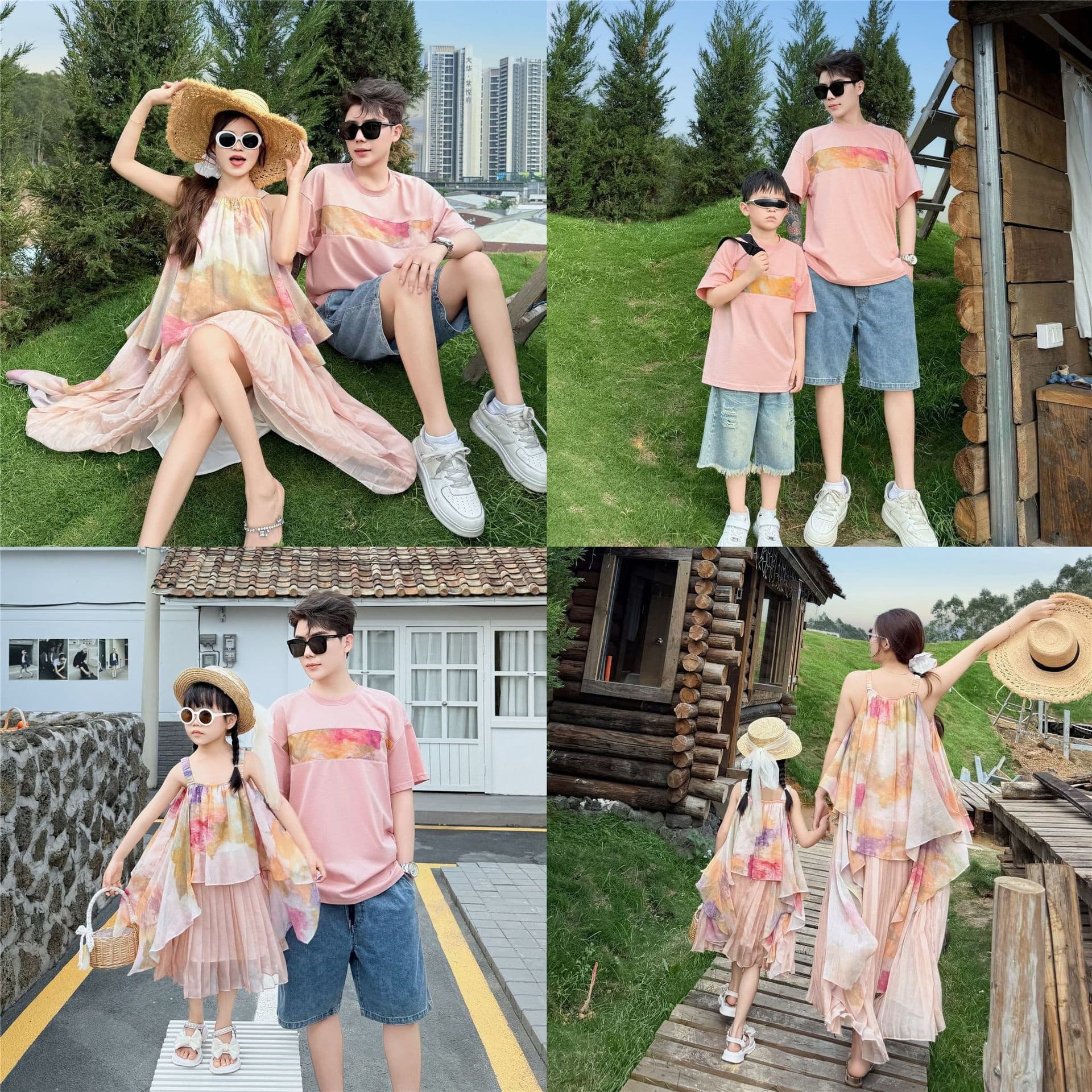 Sanya Beach Dress Family Matching Summer Short Sleeve T-Shirt for Family of Four, Mother-Daughter, Mother-Son, Trio, and Baby