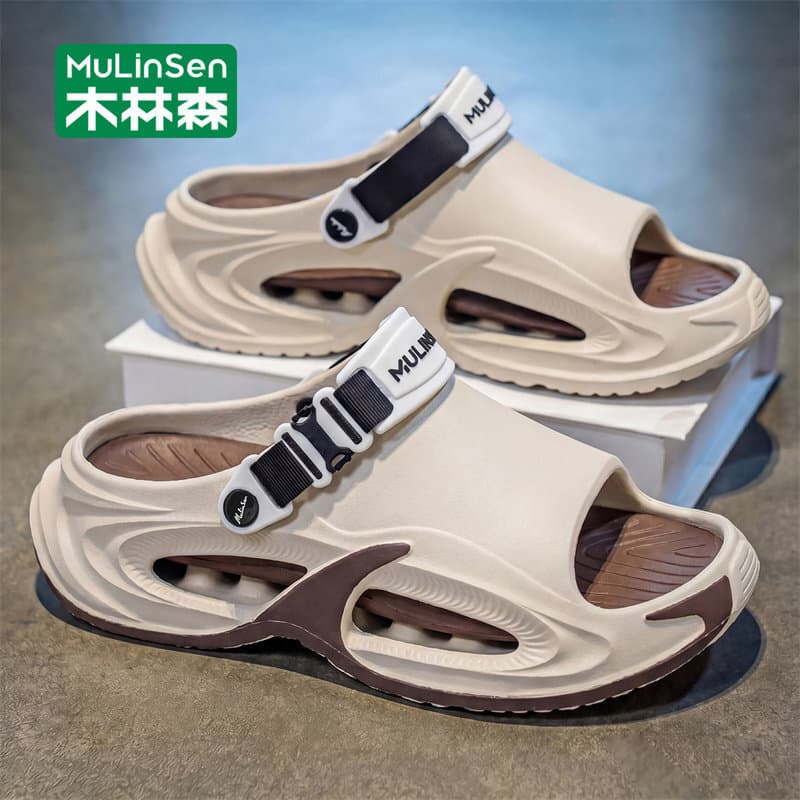 MULINSEN Men's Beach Shoes Summer Outdoor Anti-slip Soft Sole Wading Creek Sandals Two-way Driving Men's Casual Sandals