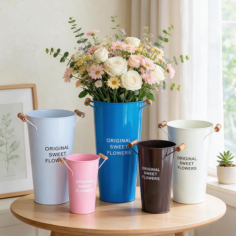 American wake-up flower bucket, home flower arrangement bucket, flower shop flower bucket, iron bucket, deep water bucket, flower bucket, flower vase, flower bucket