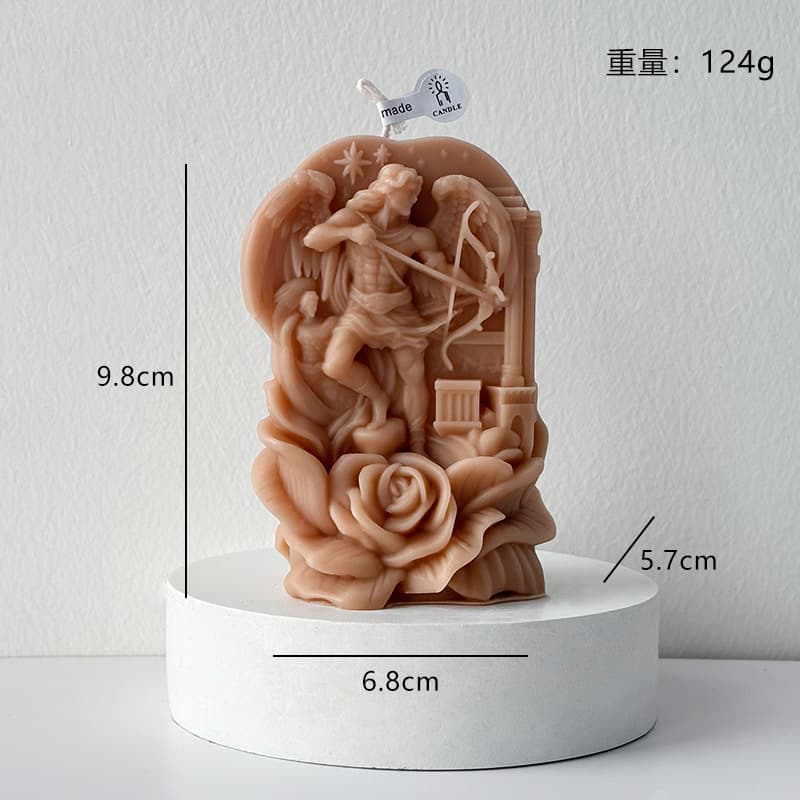 Cross-border Valentine's Day Cupid Angel Warrior Scented Candle Embossed Rose Candle Gift Romantic Souvenir