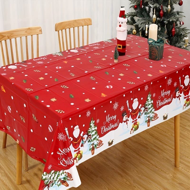 New Christmas Tablecloth Christmas Tree Snowman Reindeer Digital Print Tablecloth Cross-border Amazon Dining Table Holiday Decoration