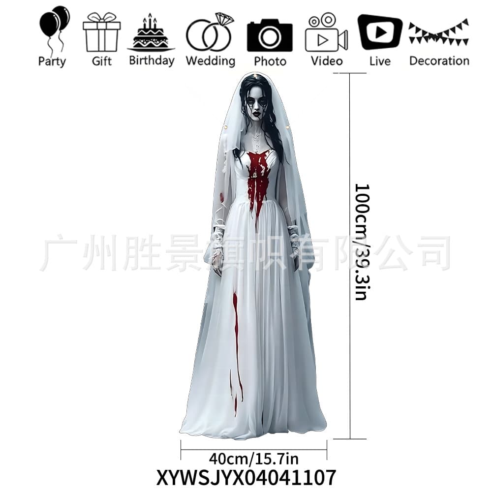 Amazon New Halloween Door Banner Shaped Hanging Cloth Outdoor Decoration Halloween Horror Props Atmosphere Decor