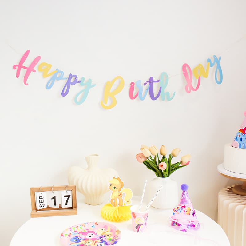 Macaron-style Connected Birthday Letter Banner for Girls' Birthday Party Background Wall Decoration