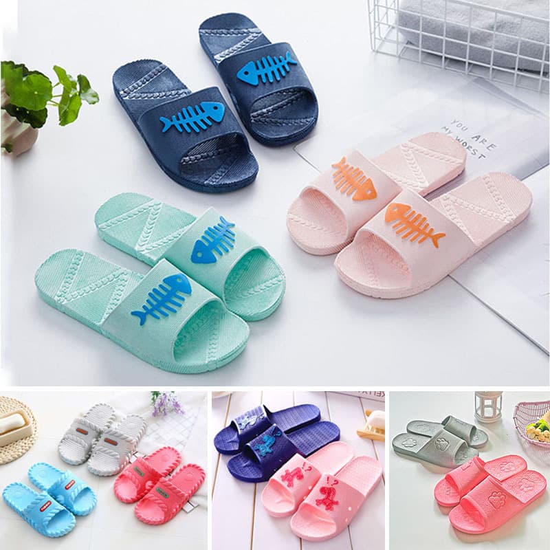 Thick Bottom Anti-Wear Couples Slippers Summer Indoor Home Bathroom Bath Slippers Women's Men's Slip-On Shoes Comfortable