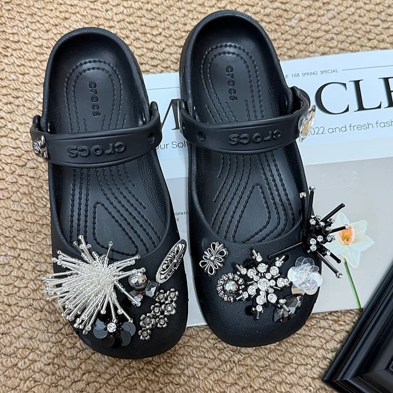 Night Glow Croc Charms Flower Cluster Rhinestone Heavy-Duty Shoe Buckle Premium Decorative Ballet Shoe Flower DIY