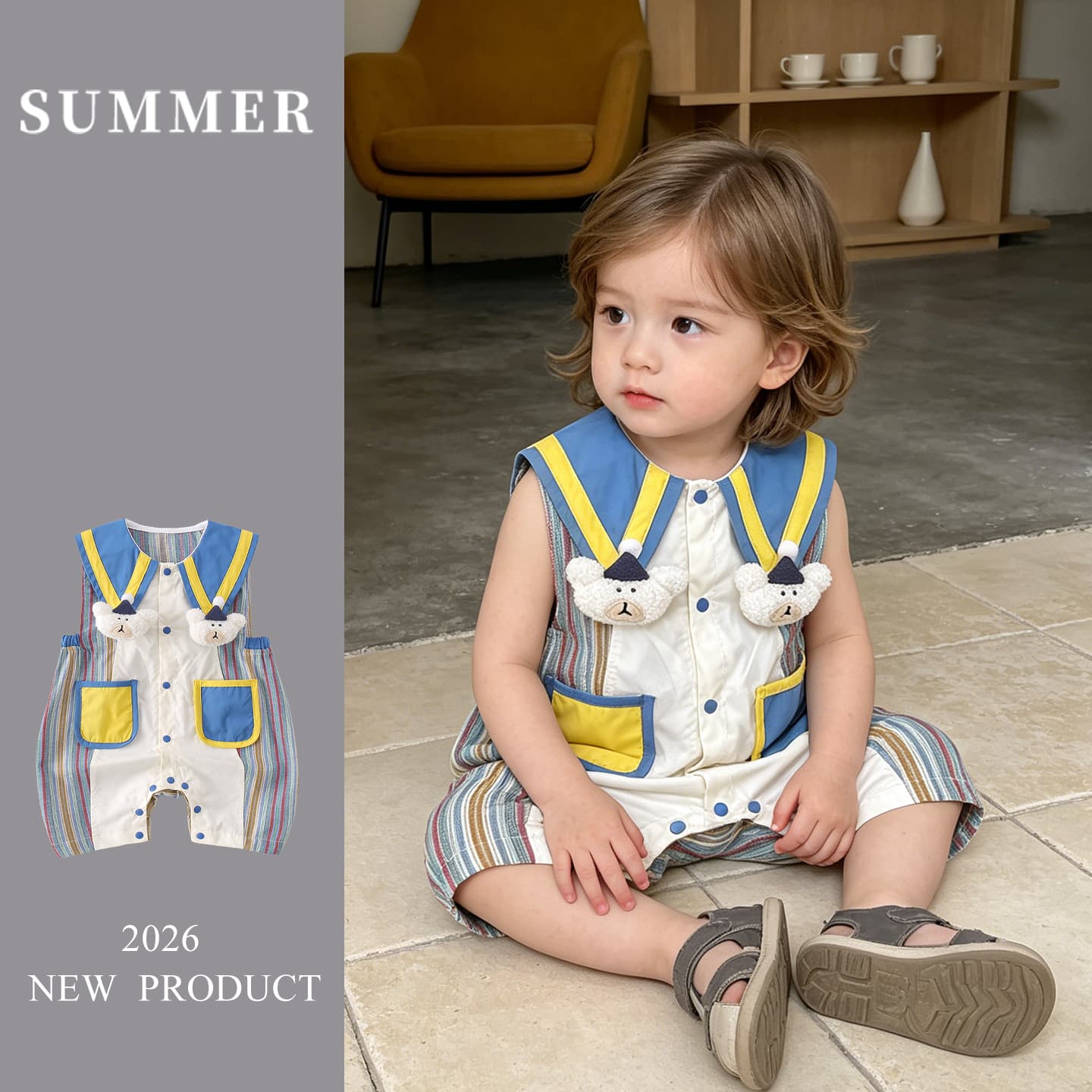 New Starting Point Clothing Baby Summer Thin Casual Sleeveless Shorts Summer Jumpsuit 6-12 Months Baby Clothes