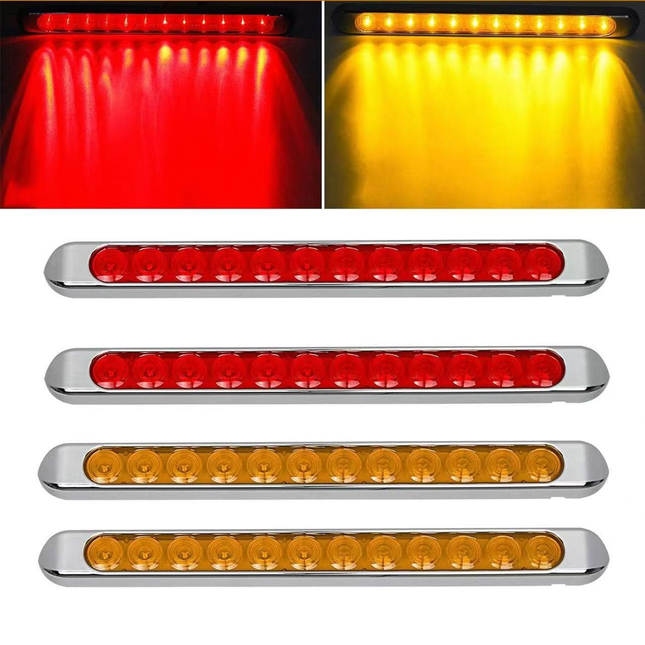 17-inch LED Trailer Light Bar 12LED Stop Turn Signal Brake Truck Chrome LED Trailer Tail Light Bar