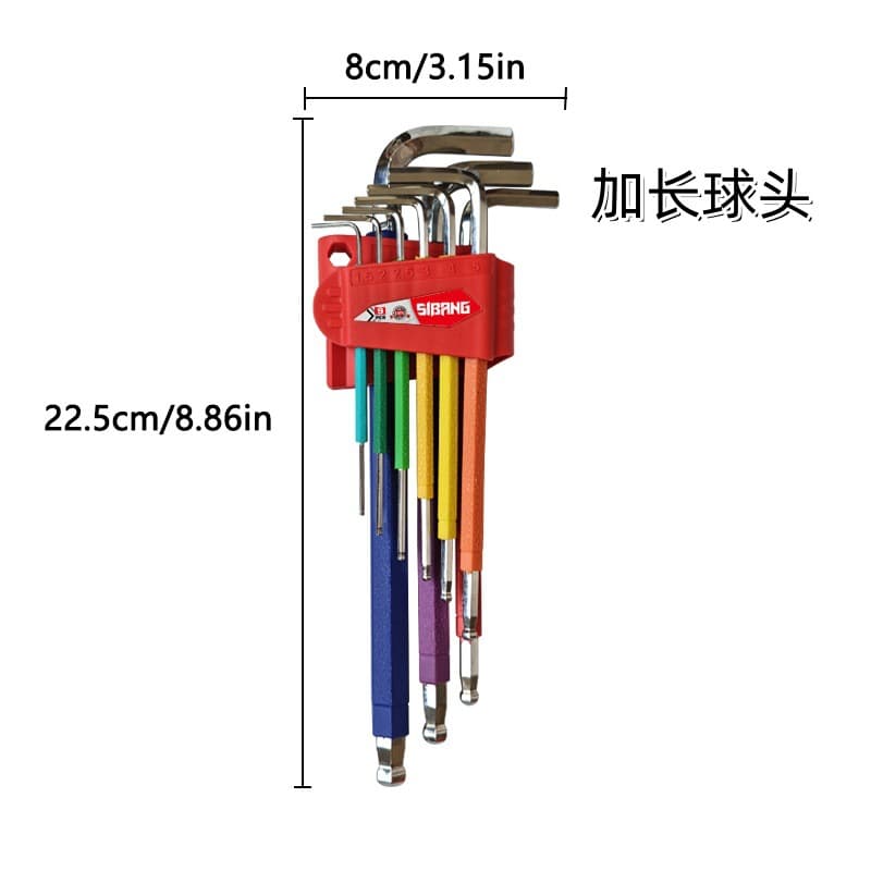 Hex Key Set L-Shape Ball End Hexagon S2 Extended Hardened Screw Wrench Factory Wholesale