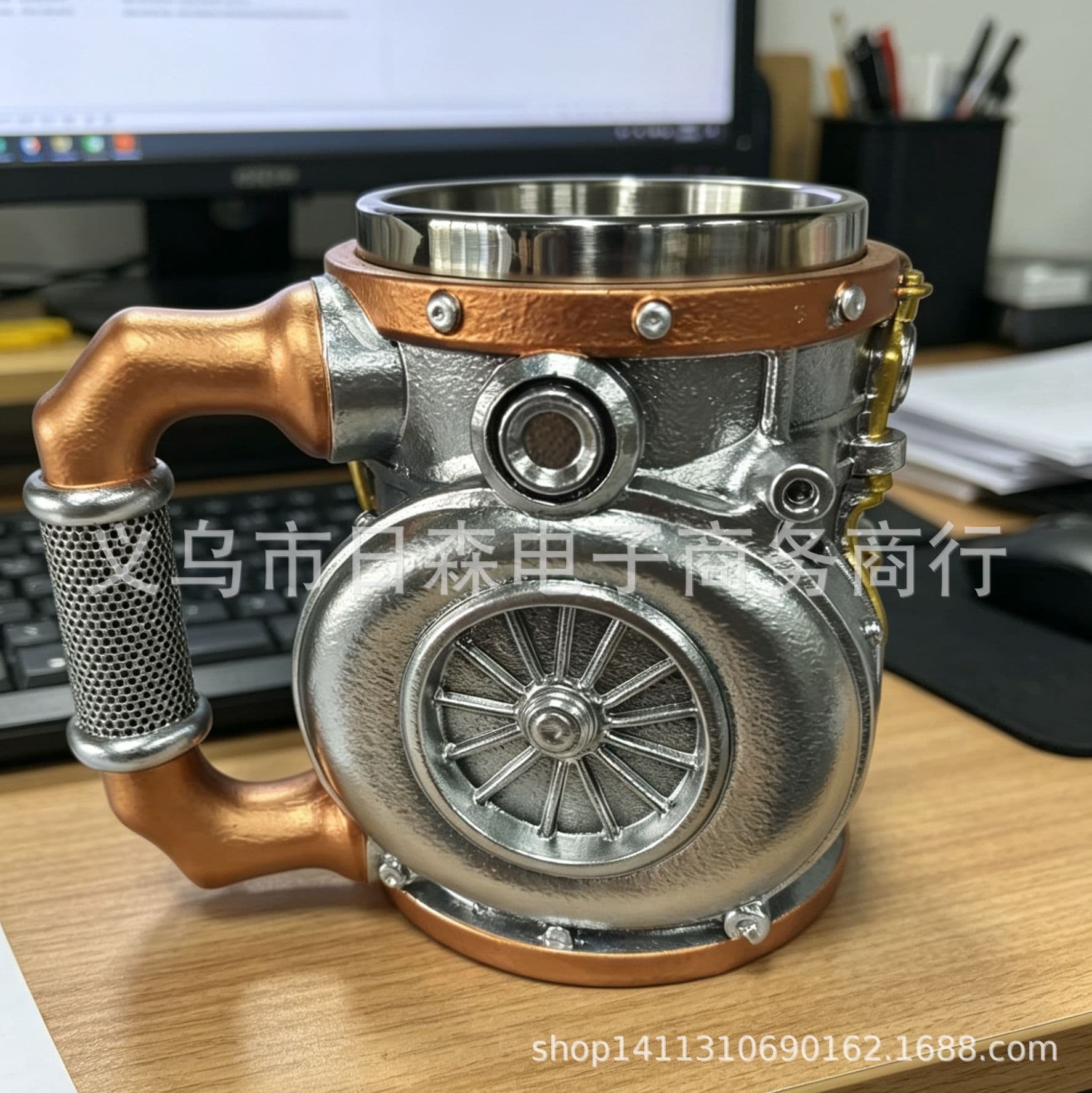 Cross-border Amazon hot-selling engine creative cup turbocharged resin personalized stainless steel mug coffee cup
