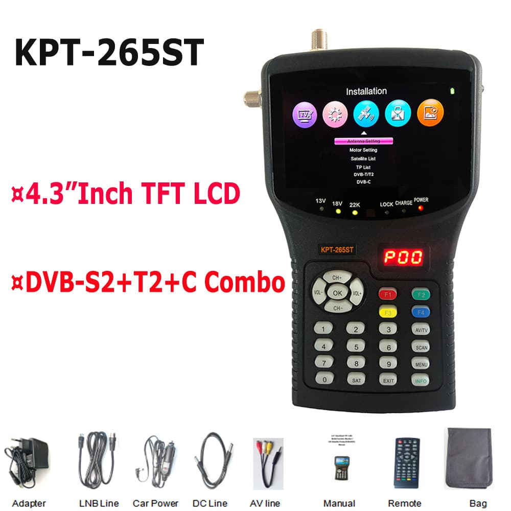 KPT-265ST 4.3" DVB-S2 DVB-T2 DVB-C Combo Satellite TV Finder
