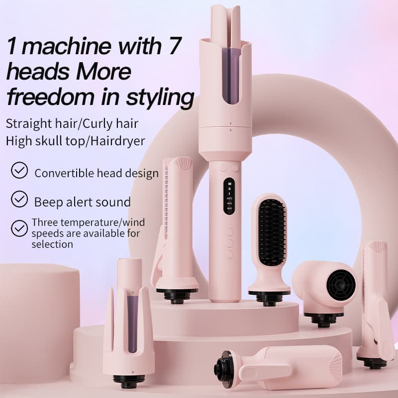 New Multifunctional Automatic Curling Iron with Interchangeable Heads: Big Curl, Big Wave, Straightener, Corn Cob, Auto Curl Hair Dryer
