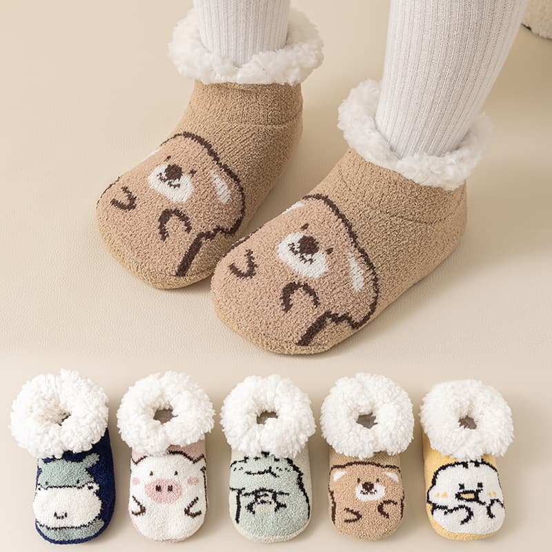 Floor socks baby autumn and winter thickened warm indoor non-slip toddler home boys and girls children's plush socks