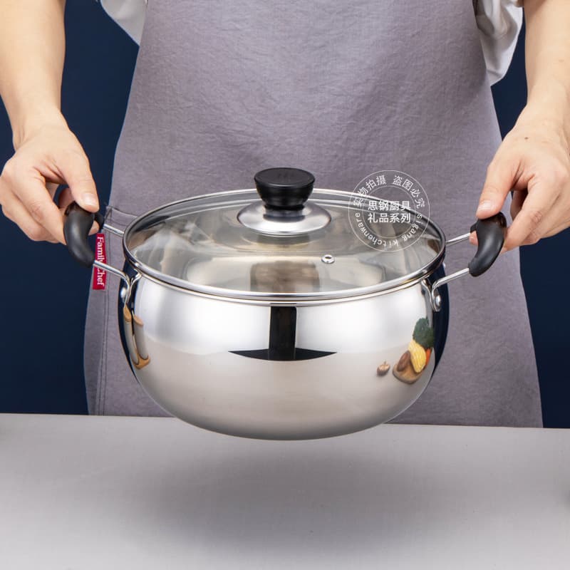 Stainless Steel Soup Pot, Thickened Large Capacity with Bakelite Heat-Insulated Handle, Gift for Store Opening Promotions and Giveaways
