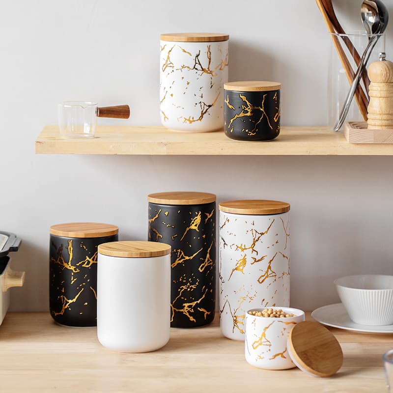 Nordic Ceramic Sealed Jar Kitchen Grain Storage Jar Food Storage Jar Candy Jar Coffee Tea Canister Sealed Container