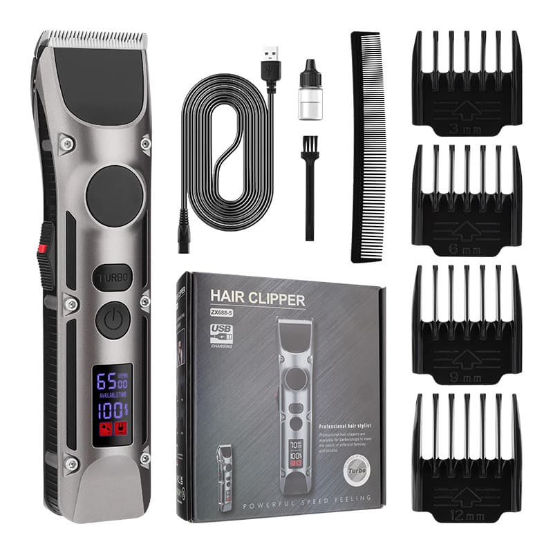 Factory Salon High-Power Electric Hair Clipper with Adjustable Ceramic Blade, Powerful Hair Trimmer