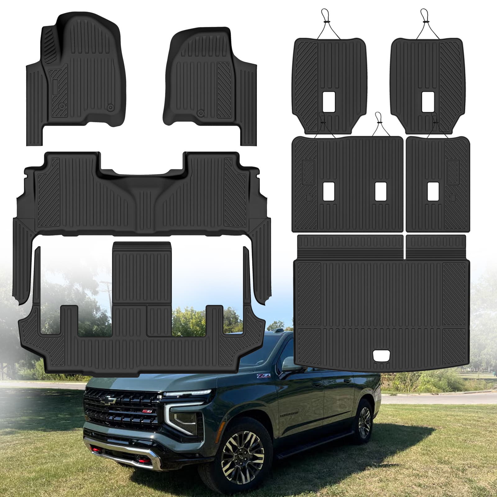 Suitable for Chevrolet Suburban 2021-2025/GMC Yukon XL TPE floor mats in the trunk