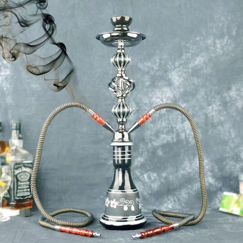 Cross-border Factory Arabic Hookah Medium Double Tube Twisted Ball Full Set Shisha Accessories Luxury Glass