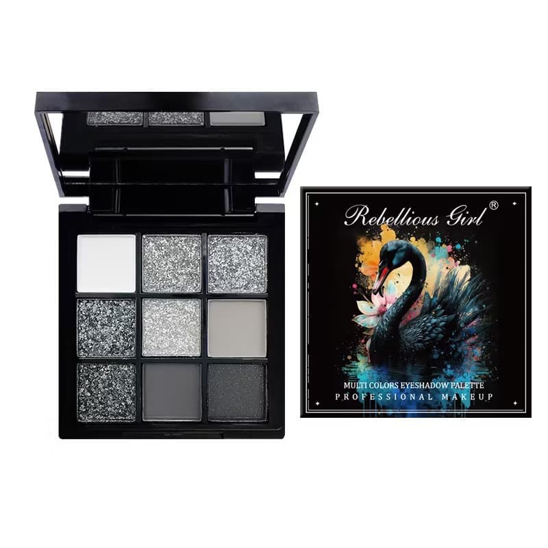 Black Swan Nine Colors Eyeshadow Palette Punk Smoky Eye Metal Pearl Matte Finish European And American Style Eye Shadow Palette