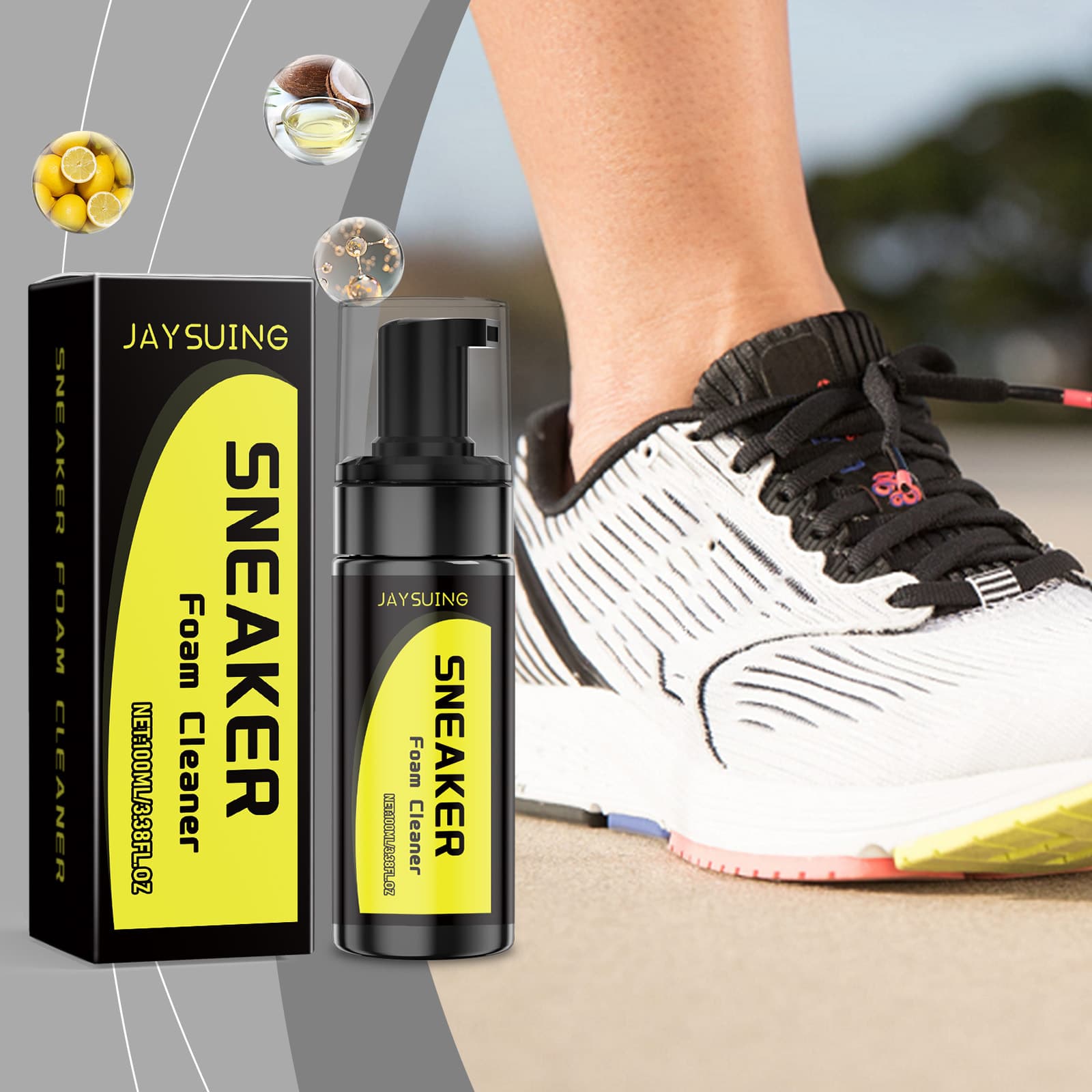 JAYSUING Sneaker Foam Cleaner White Shoe Foam Cleaner Removes Stains Without Damaging the Upper