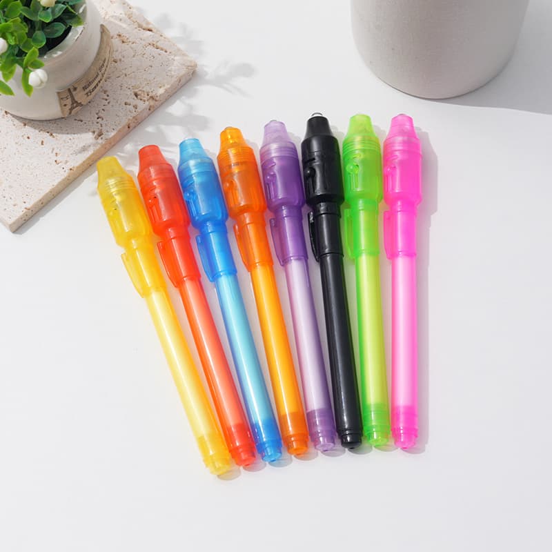 In-stock plastic big head LED magic toy multifunctional UV counterfeit detection invisible fluorescent light pen