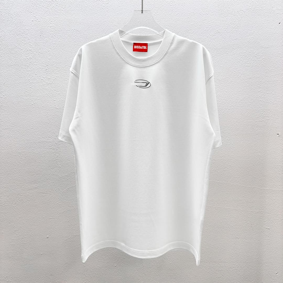 Meichao DIESs&SFL Authentic Diesel Short Sleeve T-Shirt for Men and Women, Loose Fit Silver Label T-Shirt, Oversize Streetwear