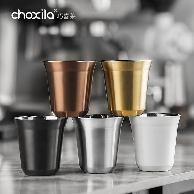 Stainless Steel Double Layer Coffee Cup Capsule Coffee Cup Beer Cup Milk Cup Italian Coffee Cup Coffee Cup Set