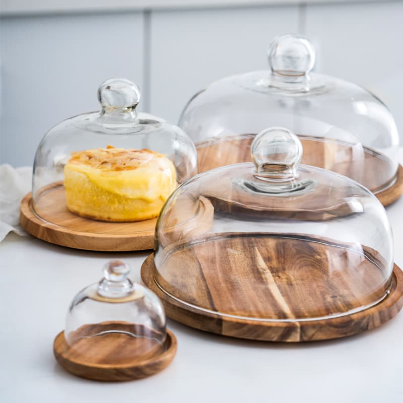 Wholesale Transparent Rotating Cake Tray with Lid for Commercial Dessert Stand, Home Baking Snack Plate and Bread Display