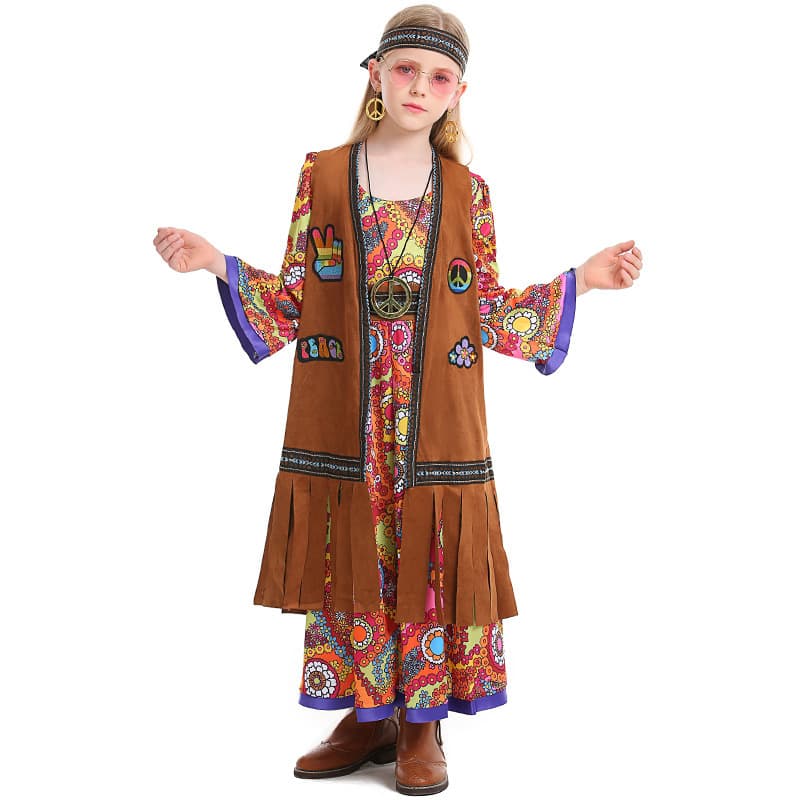Children's hippie costume 60s retro disco hippie costume country singer costume